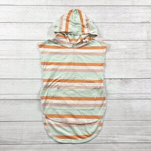 Tea Collection Girls Hooded Dress Mint Orange Stripe Sleeveless Cover Up 10